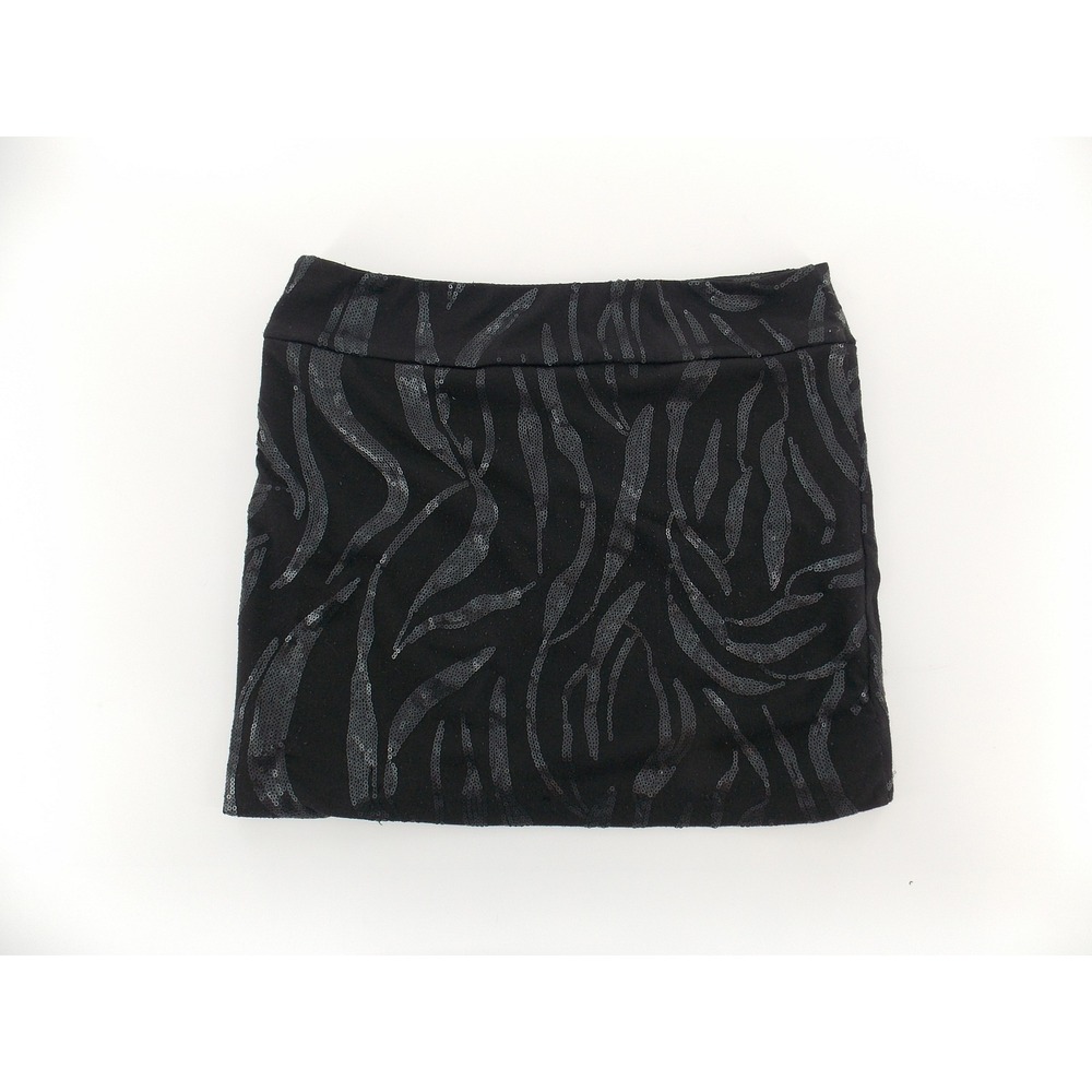 Wet Seal Mini Skirt Zebra Sequin Animal‎ Print Women Large Black Y2K Clubwear
